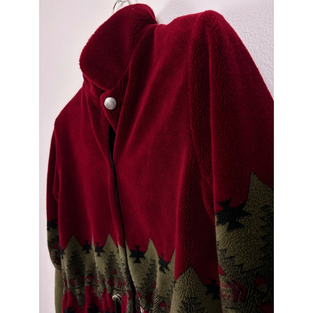 Cabela's Women Fleece Jacket Red Green Pine Tree Southwestern Cabin Outdoor L - Picture 9 of 9